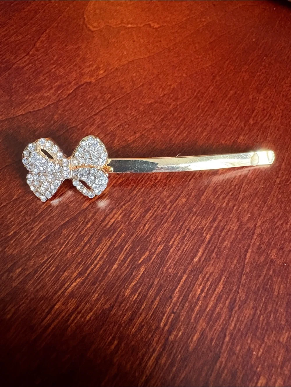 Set of 3 Gold Tone w/Rhinestone Bobby Pins